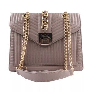 BADGLEY MISCHKA Quilted Crossbody Shoulder Gold Chain Taupe Bag‎